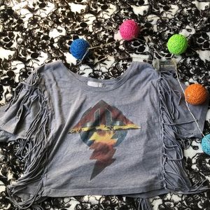 grey graphic crop top